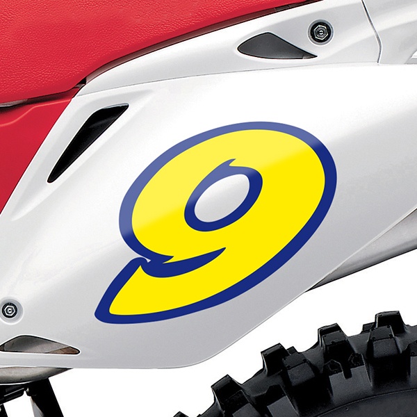 Adesivi per Auto e Moto: Numero moto 9 giallo e blu scuro