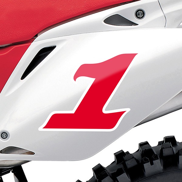 Adesivi per Auto e Moto: Numero moto 1 rosso e bianco