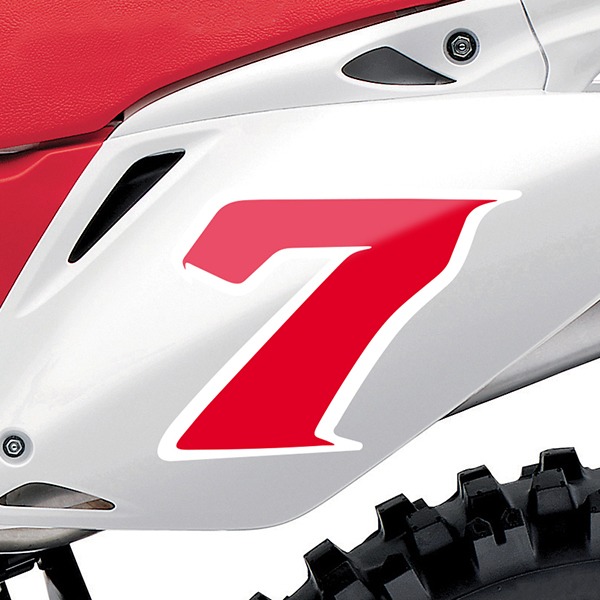Adesivi per Auto e Moto: Numero 7 rosso e bianco