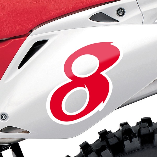 Adesivi per Auto e Moto: Numero moto 8 rosso e bianco