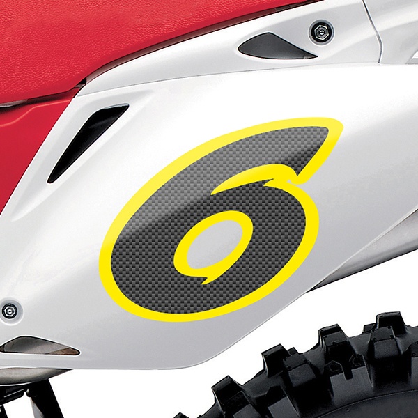 Adesivi per Auto e Moto: Numero 6 fibra di carbonio