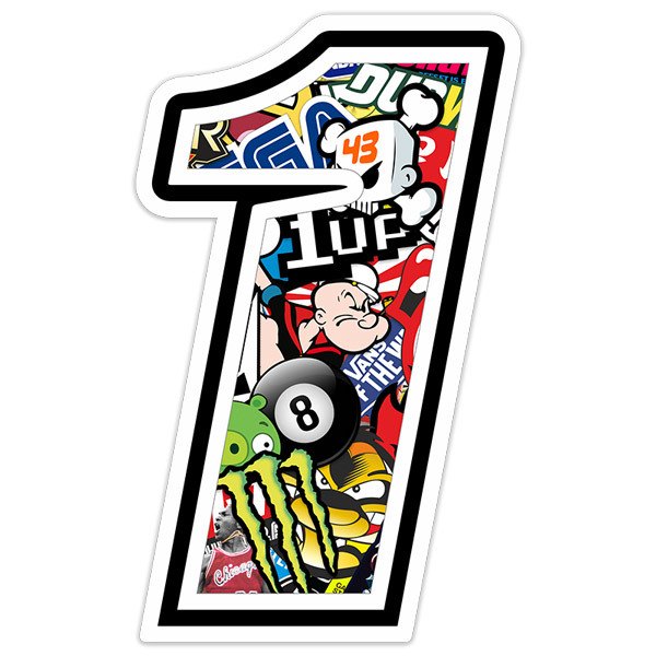 Adesivi per Auto e Moto: Numero moto 1 Stickerbomb
