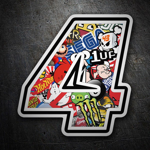 Adesivi per Auto e Moto: Numero moto 4 Stickerbomb