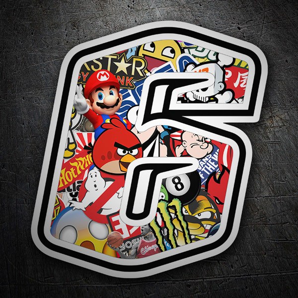 Adesivi per Auto e Moto: Numero moto 6 Stickerbomb