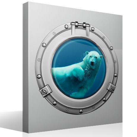 Adesivi Murali: Oblò orso polare che nuota