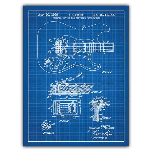 Adesivi Murali: Fender Stratocaster chitarra blu
