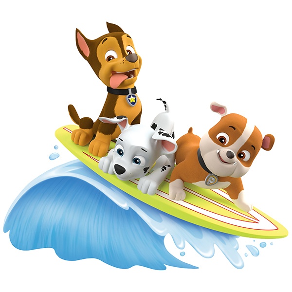 Adesivi per Bambini: Paw Patrol - Chase, Marshall e Rubble surf