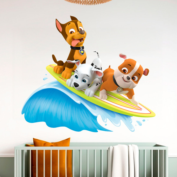 Adesivi per Bambini: Paw Patrol - Chase, Marshall e Rubble surf