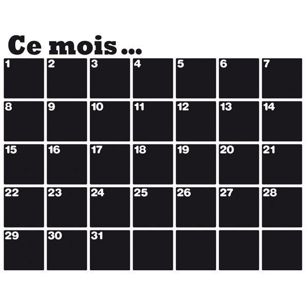 Adesivi Murali: Lavagna Calendario degli Organizzatori Francese