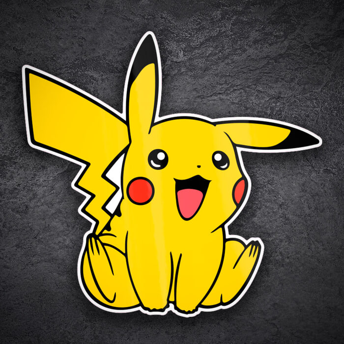 Adesivi per Auto e Moto: Pikachu seduto felice Pokémon