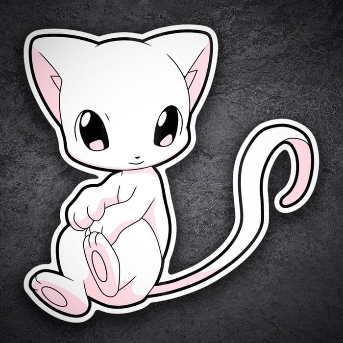 Adesivi per Auto e Moto: Mew seduto kawaii Pokémon