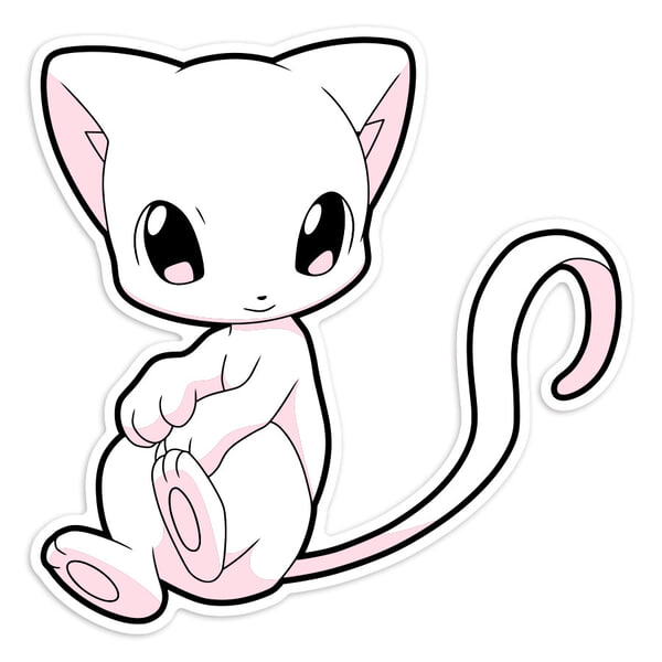 Adesivi per Auto e Moto: Mew seduto kawaii Pokémon