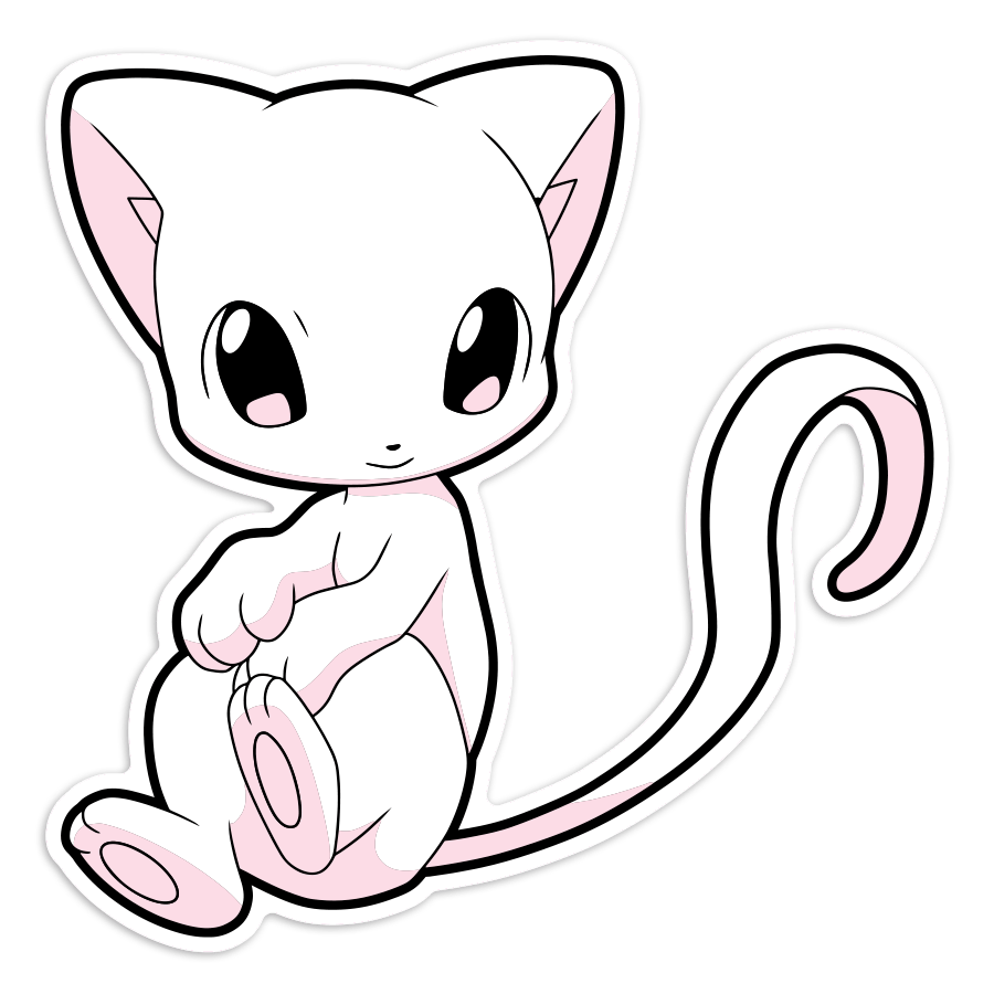 Adesivi per Auto e Moto: Mew seduto kawaii Pokémon