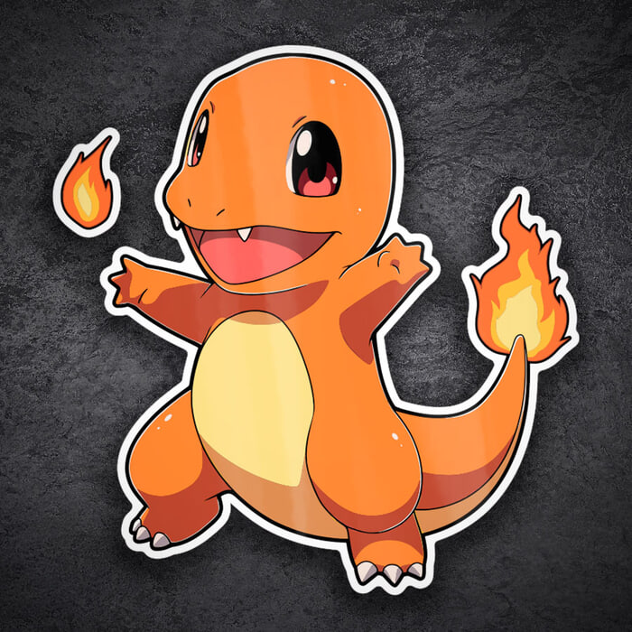 Adesivi per Auto e Moto: Charmander felice fuoco Pokémon