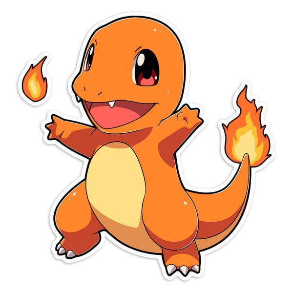 Adesivi per Auto e Moto: Charmander felice fuoco Pokémon