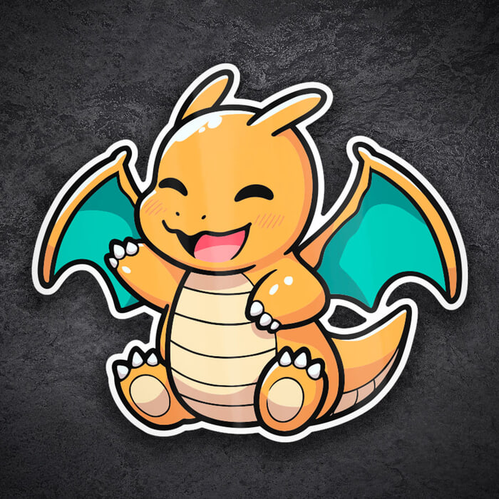 Adesivi per Auto e Moto: Dragonite chibi felice Pokémon
