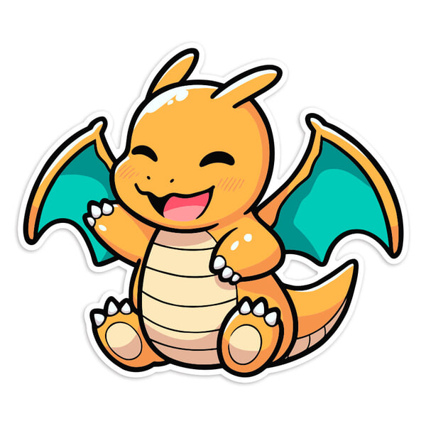 Adesivi per Auto e Moto: Dragonite chibi felice Pokémon