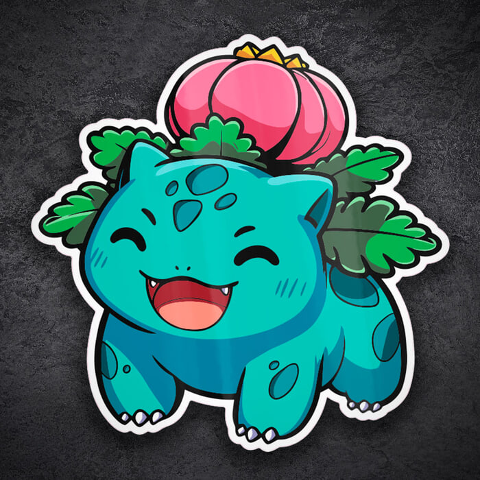 Adesivi per Auto e Moto: Ivysaur chibi sorridente Pokémon