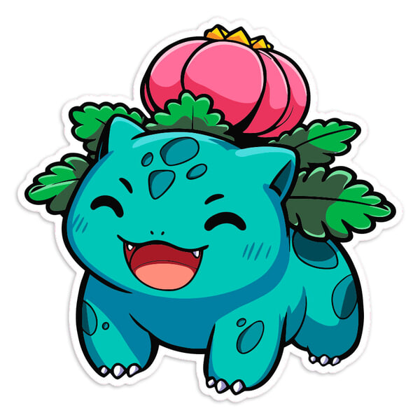 Adesivi per Auto e Moto: Ivysaur chibi sorridente Pokémon