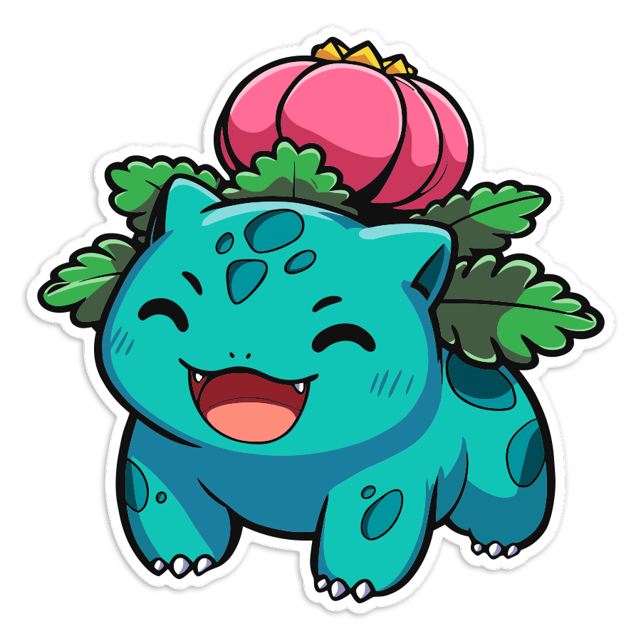 Adesivi per Auto e Moto: Ivysaur chibi sorridente Pokémon