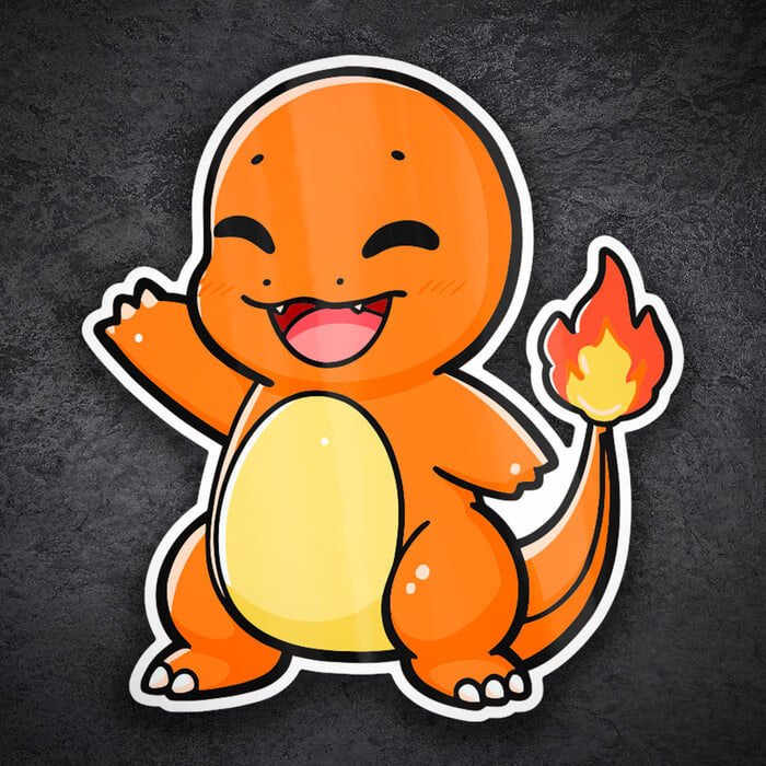 Adesivi per Auto e Moto: Charmander chibi sorridente Pokémon