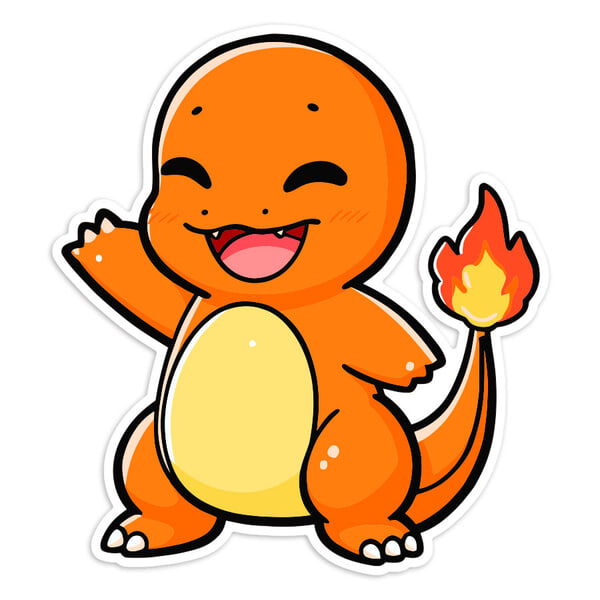 Adesivi per Auto e Moto: Charmander chibi sorridente Pokémon
