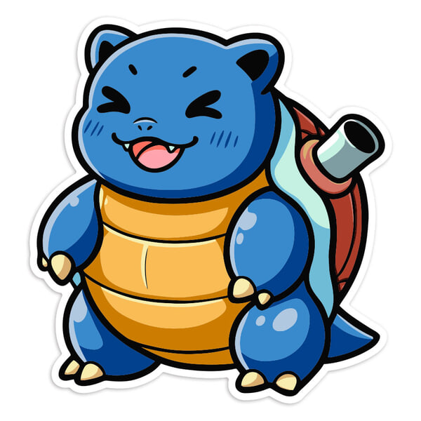 Adesivi per Auto e Moto: Blastoise chibi felice Pokémon