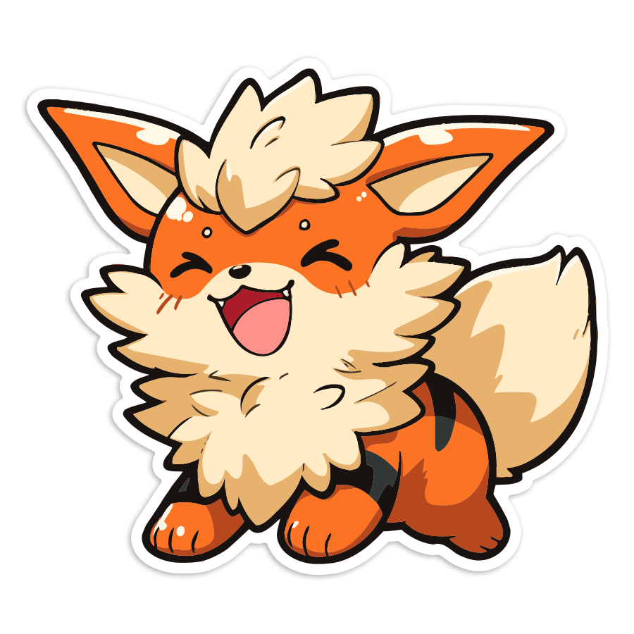 Adesivi per Auto e Moto: Arcanine Pokémon Chibi