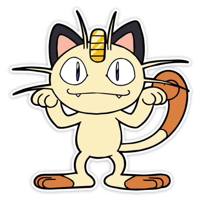 Adesivi per Auto e Moto: Meowth Classico Monello