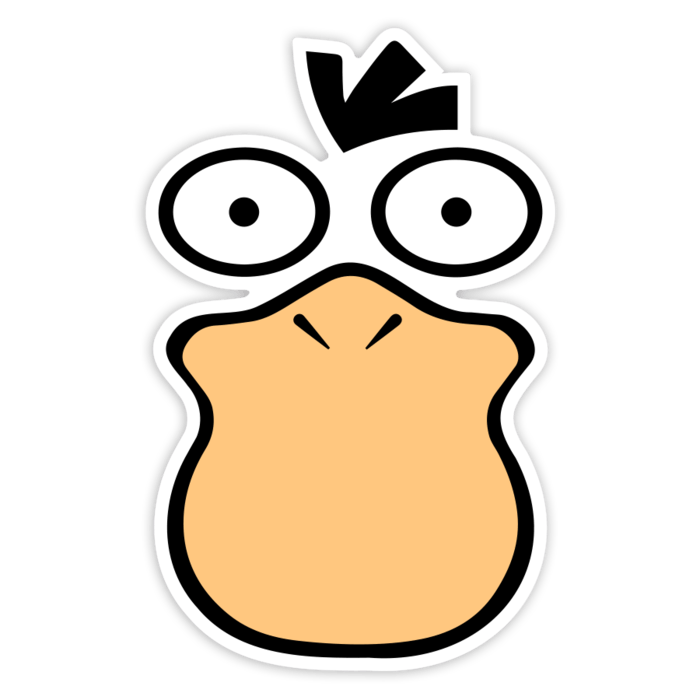 Adesivi per Auto e Moto: Psyduck Classico Viso Confuso