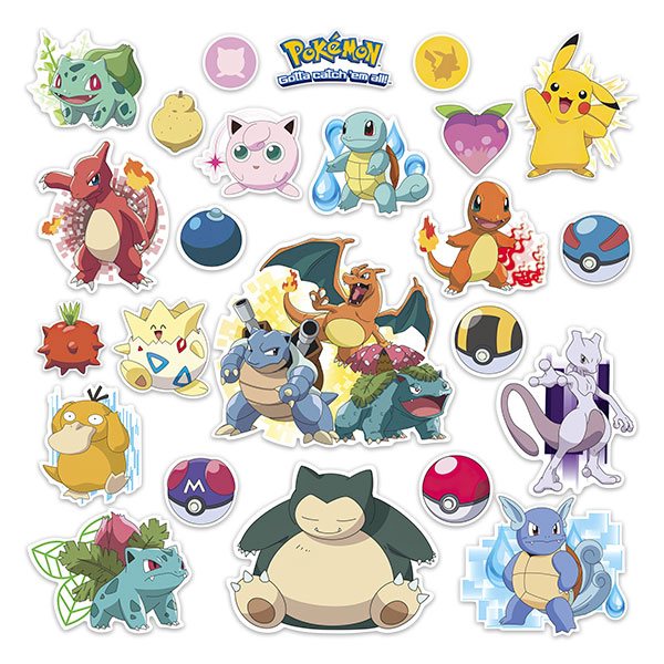 Adesivi per Bambini: Set 24X Pokemon Gotta Catch'em all