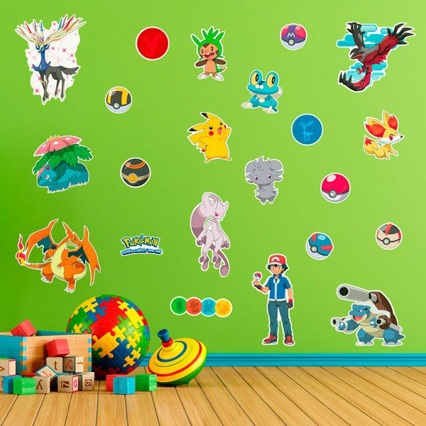 Adesivo Murale Bambini Set 22X Pokemon Personaggi