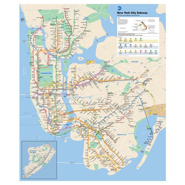 Adesivi Murali: Mappa della metropolitana di New York Poster