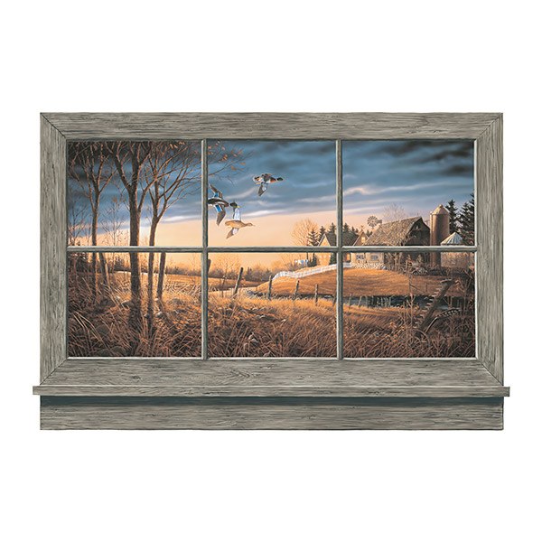 Adesivi Murali: Anatre al tramonto alla finestra
