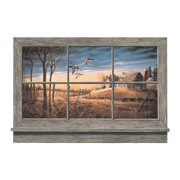 Adesivi Murali: Anatre al tramonto alla finestra