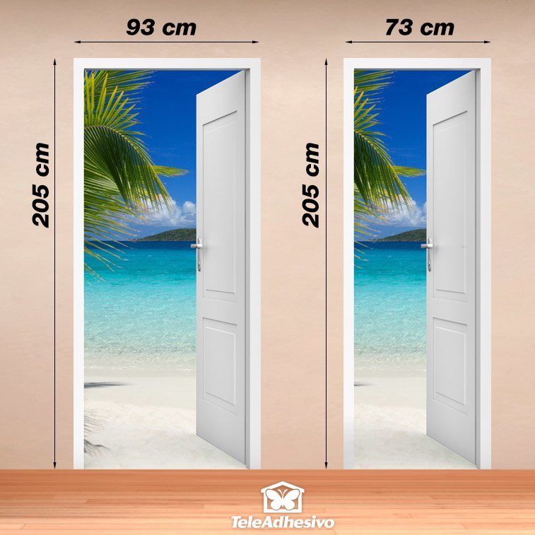 Adesivi Murali: Porta aperta palma e spiaggia
