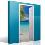 Adesivi Murali: Porta aperta palma e spiaggia 7