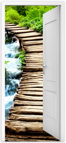 Adesivi Murali: Porta aperta ponte di legno 0