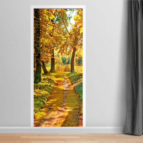 Adesivi Murali: Sentiero nel bosco in autunno