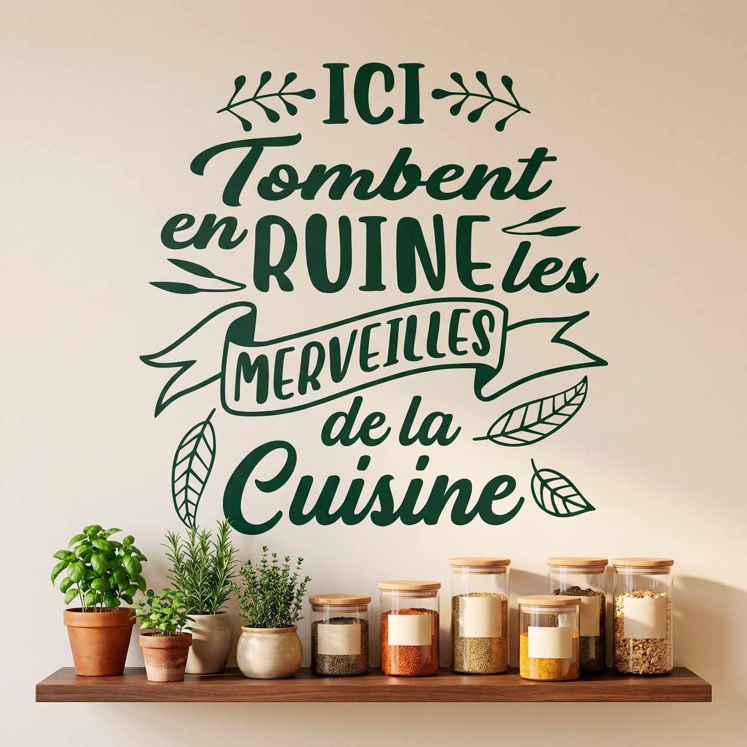 Adesivi Murali: Ici Tombent en Ruine les Merveilles de la Cuisine