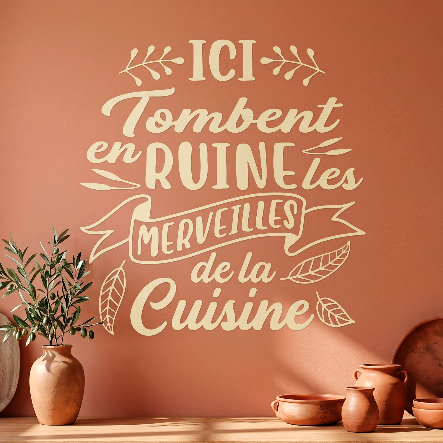 Adesivi Murali: Ici Tombent en Ruine les Merveilles de la Cuisine