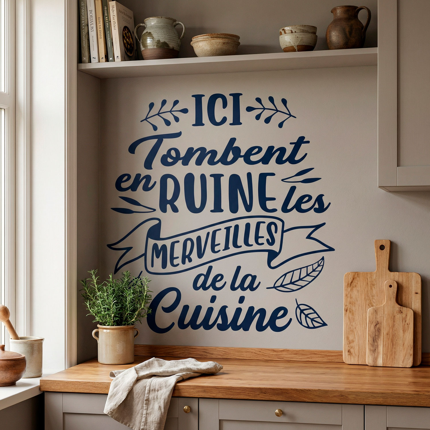 Adesivi Murali: Ici Tombent en Ruine les Merveilles de la Cuisine