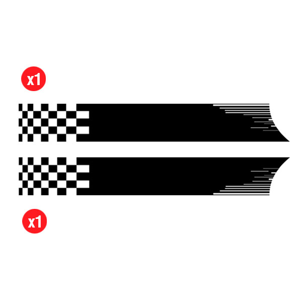 Adesivi per Auto e Moto: Fianchi in Vinile 2x Set Racing Bandiere