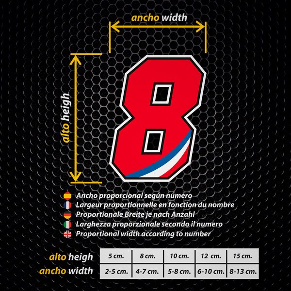 Adesivi per Auto e Moto: Numeri in Rosso