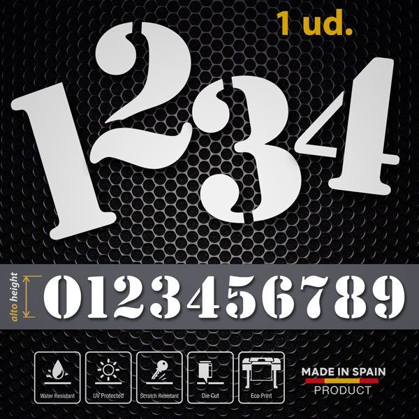 Adesivi per Auto e Moto: Numeri old stencil