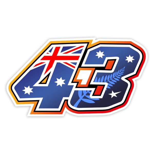 Adesivi per Auto e Moto: Numero 43 Jack Miller con Bandiera d'Australia