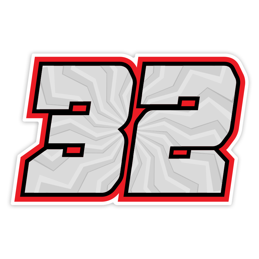 Adesivi per Auto e Moto: Numero 32 in Design Sportivo di MotoGP