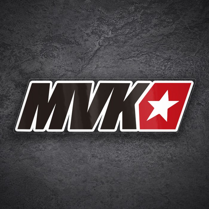 Adesivi per Auto e Moto: Logo MVK Maverick nero con stella rossa