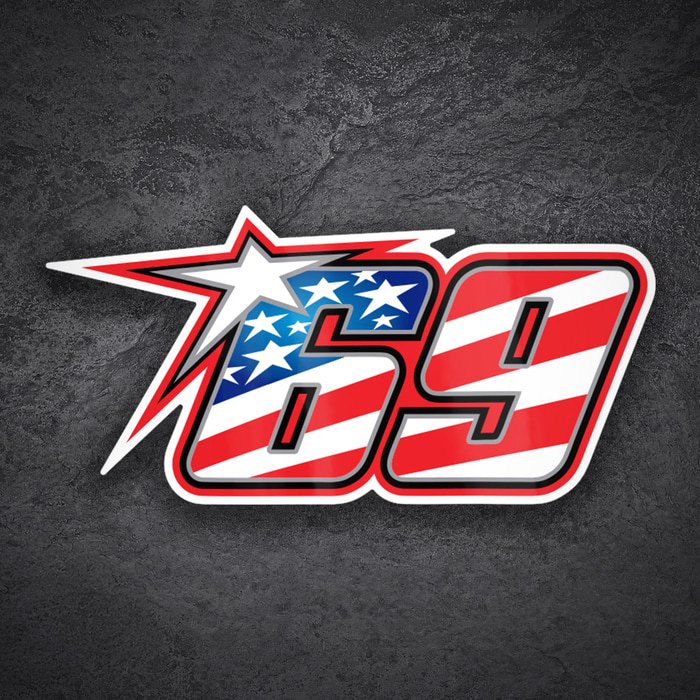 Adesivi per Auto e Moto: Numero 69 MotoGP Nicky Hayden con Strisce