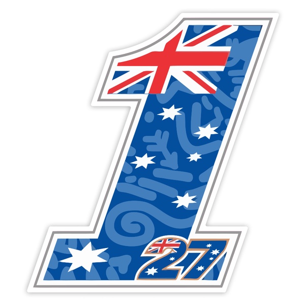 Adesivi per Auto e Moto: Numero 1 MotoGP Casey Stoner con Bandiera Australi